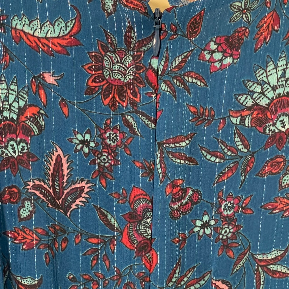 Anthropologie Taylor Blue Floral Chiffon Dress Ruffle Tiered Boho Flowy Size 4 - Picture 5 of 10